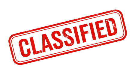 Red classified stamp on white background