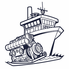 Vintage riverboat illustration