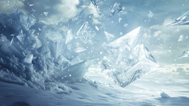 Ice Crystals and Glacier Landscape Concept