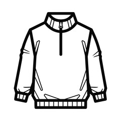 Black and white illustration of a quarter zip sweatshirt on white background © NorStock
