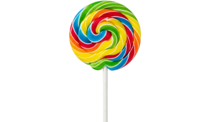 Colorful swirly lollipop on white stick isolated 