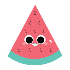 Flat Design Watermelon Slice for Summer Fruits Illustration