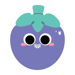 Flat Exotic Mangosteen Fruit Illustration