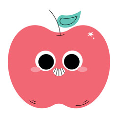 Delicious Apple Fruit Flat Style Illustration