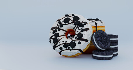 Chocolate Cookie Donut With Cream Glaze