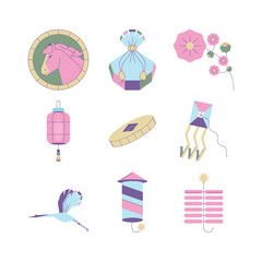 Modern Pastel Korean Seollal New Year Icon Set
