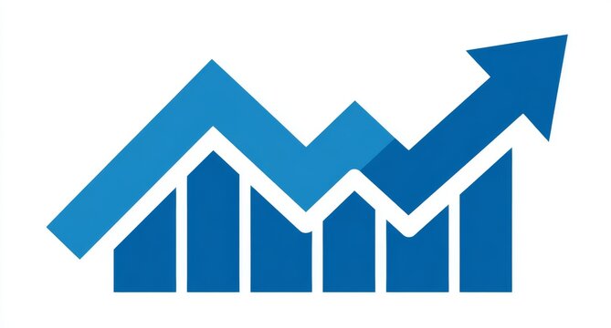 Financial target for business with a growth‑oriented blue arrow background design template; includes an investment stock market economy plan - Powered by Adobe