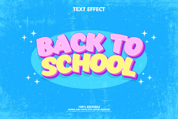 Editable text effect Back To School 3d Cartoon template 