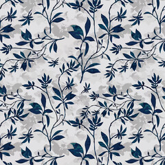 seamless pattern with blue flowers