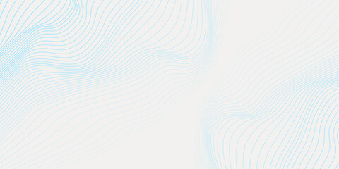 Abstract background with wavy blue lines on a white background. The blue lines create a flowing, textured pattern on the white surface. Minimal abstract gradient wavy line vector background