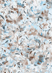 seamless pattern with blue flowers