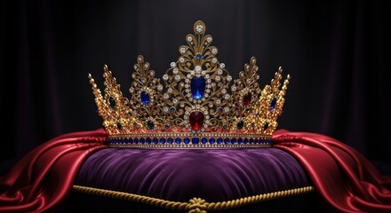 Luxurious Crown on Velvet Cushion.