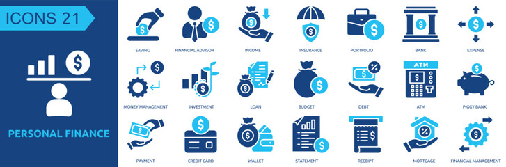 Personal Finance icon collection set