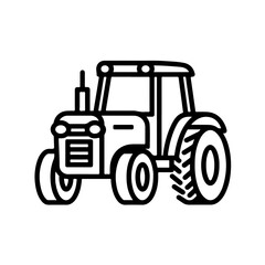 tractor as a simple single icon logo, line art, vector illustration, isolated on transparent background