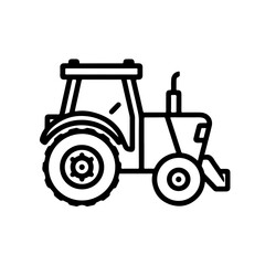 tractor as a simple single icon logo, line art, vector illustration, isolated on transparent background