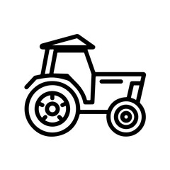 tractor as a simple single icon logo, line art, vector illustration, isolated on transparent background
