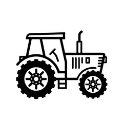 tractor as a simple single icon logo, line art, vector illustration, isolated on transparent background