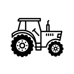 tractor as a simple single icon logo, line art, vector illustration, isolated on transparent background