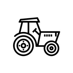 tractor as a simple single icon logo, line art, vector illustration, isolated on transparent background