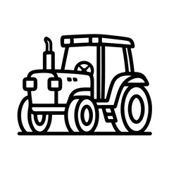 tractor as a simple single icon logo, line art, vector illustration, isolated on transparent background