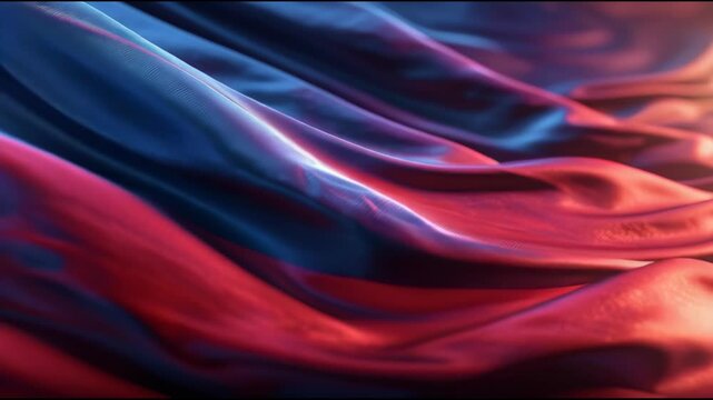 Vibrant color morphing occurs across a waving flag pattern in an abstract scene with fluid motion and changing hues.