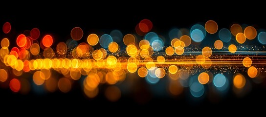 A dark background illuminated by colorful sparkles, representing a disco music party concept in a nightclub and highlighting image technology