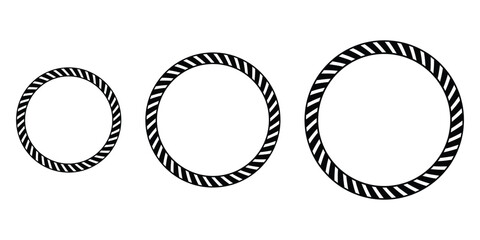 Set of round rope vector. Cord, thread, cable, yacht, and more concept isolated on white background. Round braided ring. Vector illustration. © Crystal