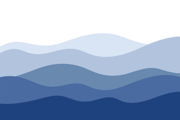 Blue Ocean Wave Background Vector Illustration with Copy Space, Abstract Water Waves in Flat Design for Banner, Poster, Cover and Title