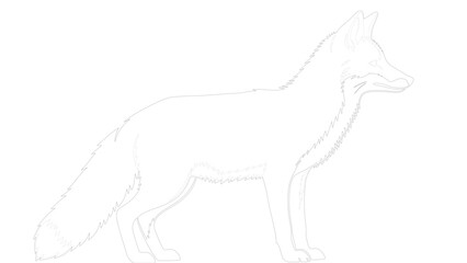 Fototapeta premium Stylized Black and Outline Wolf Illustration in Profile
