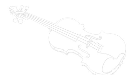 Intricate Black and White Violin Line Art Illustration