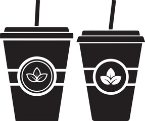 Silhouette of plastic cup with tea leaf logo