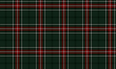 The seamless plaid pattern in green, red, and white creates a vibrant classic atmosphere, perfect for fashion designs in clothing, skirts, and trousers, adding a distinctive and modern touch.
