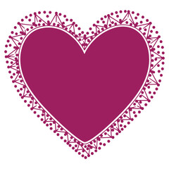 Vibrant Heart Shape with Intricate Lace Design Isolated on Transparent Background for Valentines Day or Love Themes