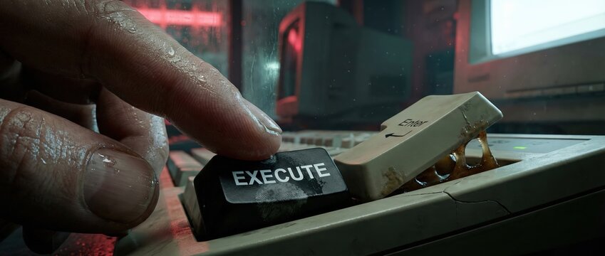 Sweaty finger releasing mechanical execute key in dark internet cafe