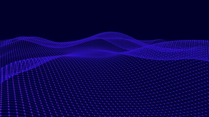Abstract rendering of a geometric mesh structure representing connectivity and network. Abstract wave. Artificial intelligence. Big data technology 3d rendering. Technology Network Background. 3D rend - Powered by Adobe
