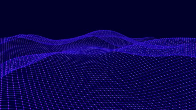 Abstract rendering of a geometric mesh structure representing connectivity and network. Abstract wave. Artificial intelligence. Big data technology 3d rendering. Technology Network Background. 3D rend