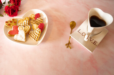 valentines  romantic  food   cookies   flowers  wedding  day  favour  copy  space