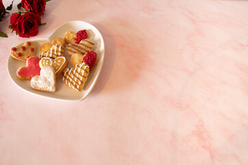 valentines  romantic  food   cookies   flowers  wedding  day  favour  copy  space