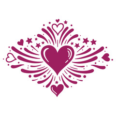 Vibrant Purple Heart with Wings and Stars Illustration Symbol of Love and Inspiration