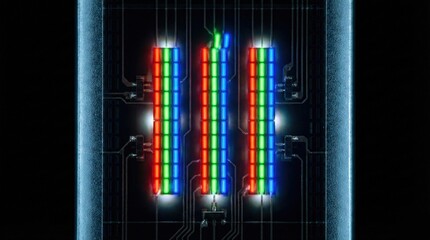 Microscopic View of Oscillating Digital Bar on OLED Substrate