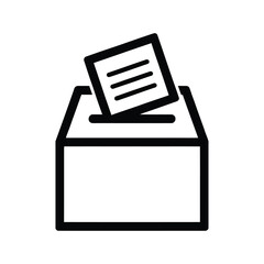 black and white voting box with ballot paper, vector illustration