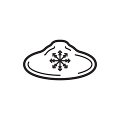 Cooling pond icon featuring a wide reservoir surface with a central thermal dispersion symbol, representing large-scale heat exchange, industrial wastewater cooling, and thermal management systems.