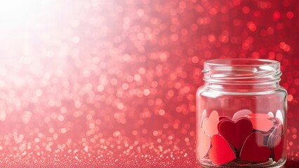 Valentines Hearts in Jar Romantic Love Celebration Copy Space