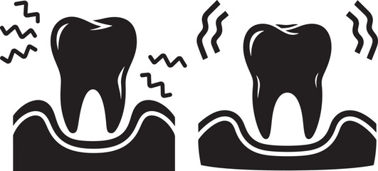 Tooth pain silhouette with dental teeth decay issue