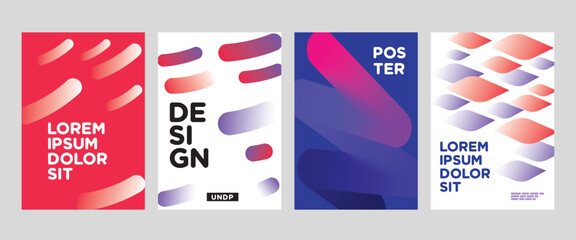 Trendy abstract gradient poster set featuring dynamic fluid motion shapes and vibrant colors, perfect for modern cover templates and digital backgrounds.