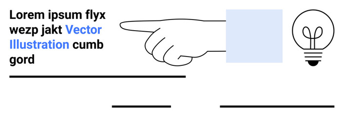 Brainstorming, education, instructions, creativity, innovation, guidance. Hand pointing at text next to a lightbulb. Concept of creativity and instructions visually © robu_s