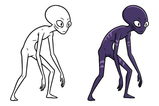 Cartoon alien creature character vector illustration isolated on white background