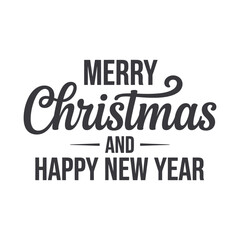 Merry Christmas and Happy New Year greeting text, vector illustration