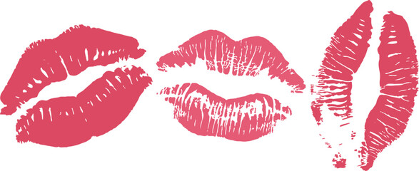 Fototapeta premium Realistic red kiss marks