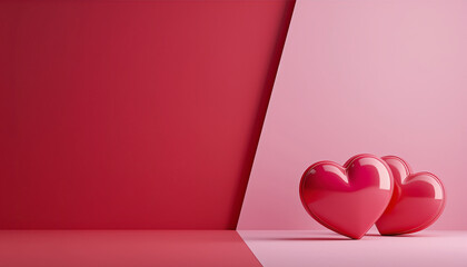 Tapeta walentynkowa z motywem serca w kolorach czerwieni i różu